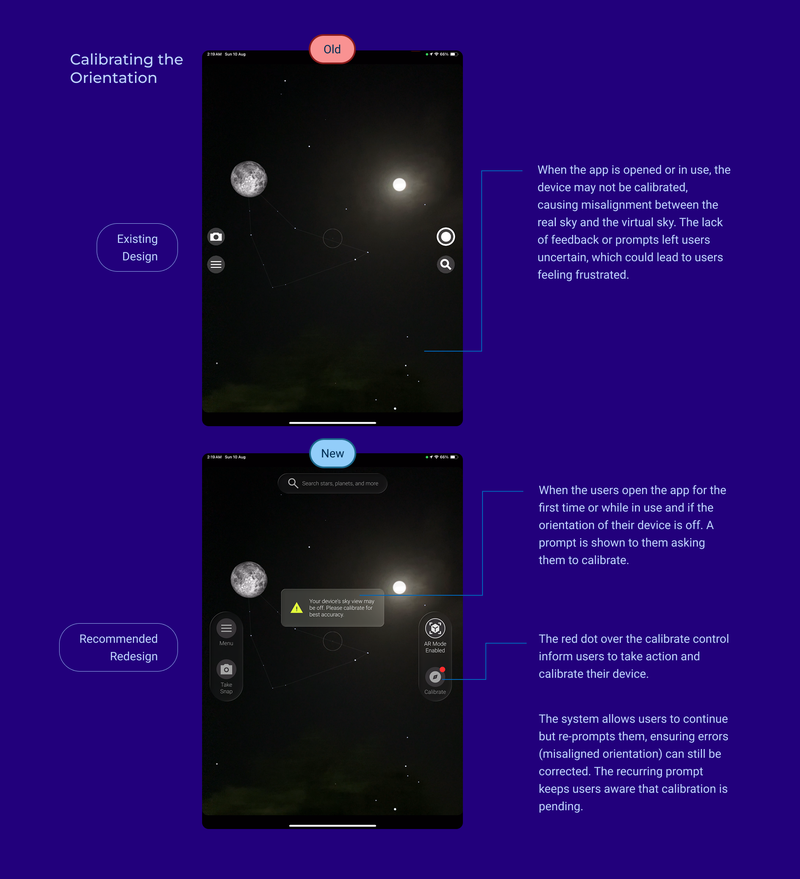 Redesign recommendation for the orientation calibration.