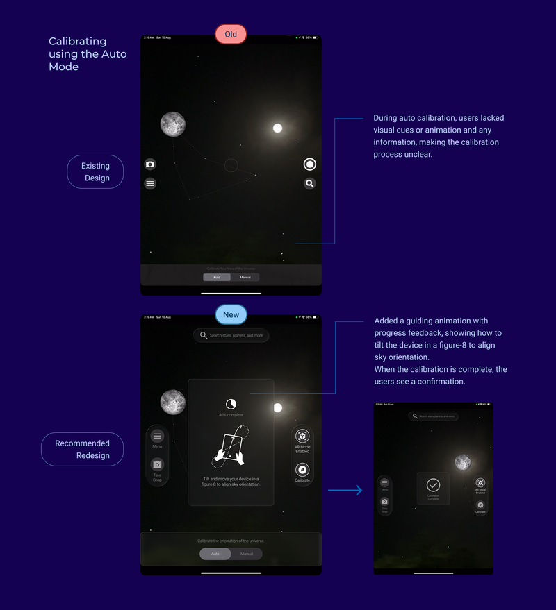 Redesign recommendation for the auto calibration.