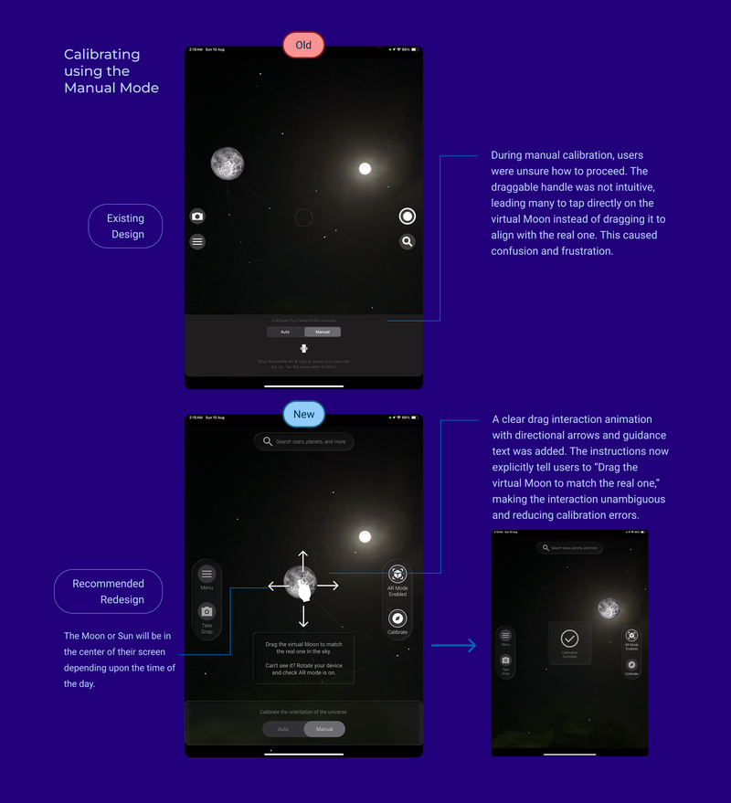 Redesign recommendation for the manual calibration.