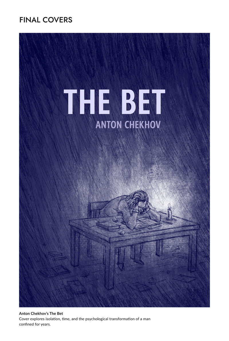 Illustrated concept cover for the story 'The Bet' by Anton Chekhov