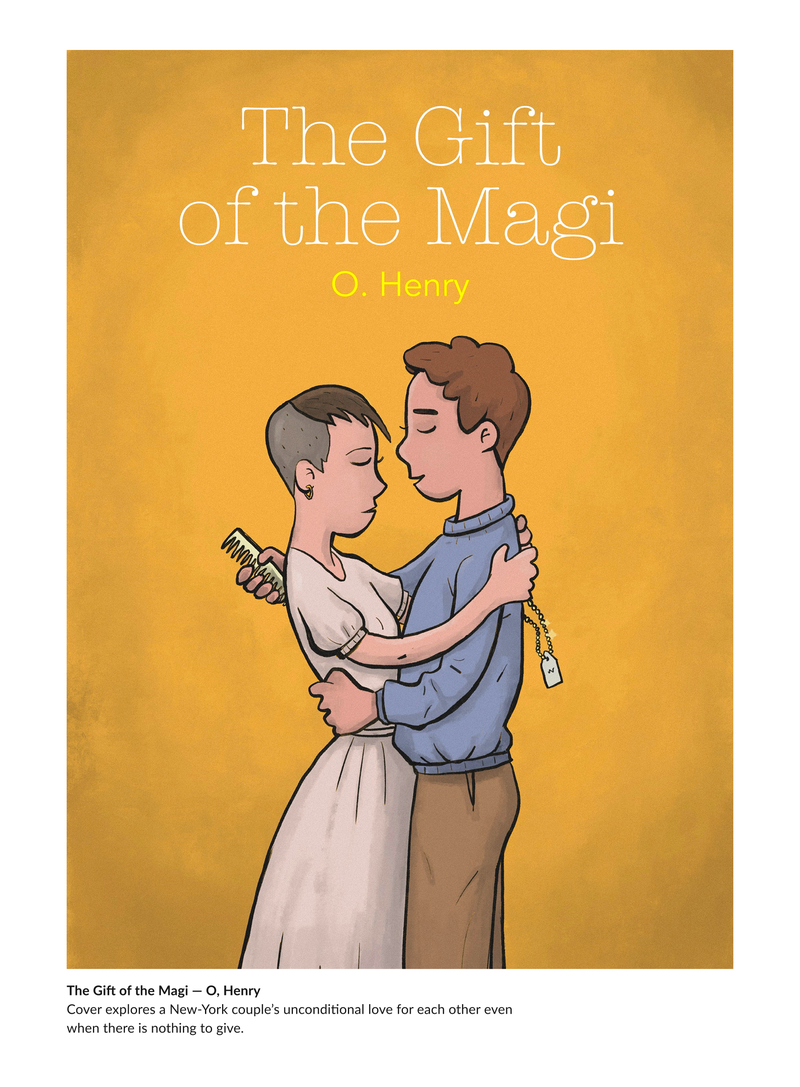 Illustrated concept cover for the story 'The Gift of the Magi' by O. Henry