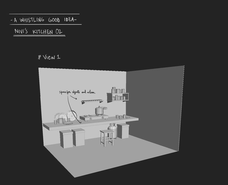 one of the view from 3d exploration for kitchen environment design