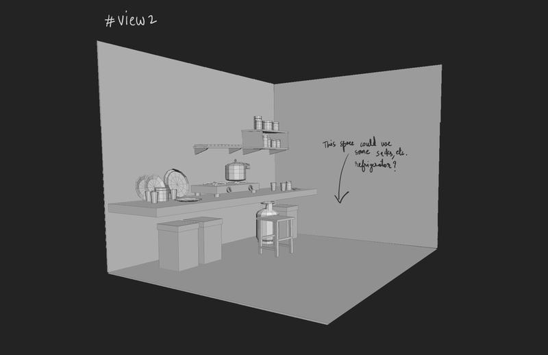 one of the view from 3d exploration for kitchen environment design