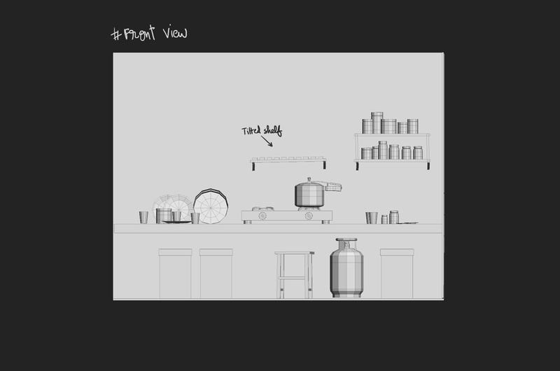 one of the view from 3d exploration for kitchen environment design