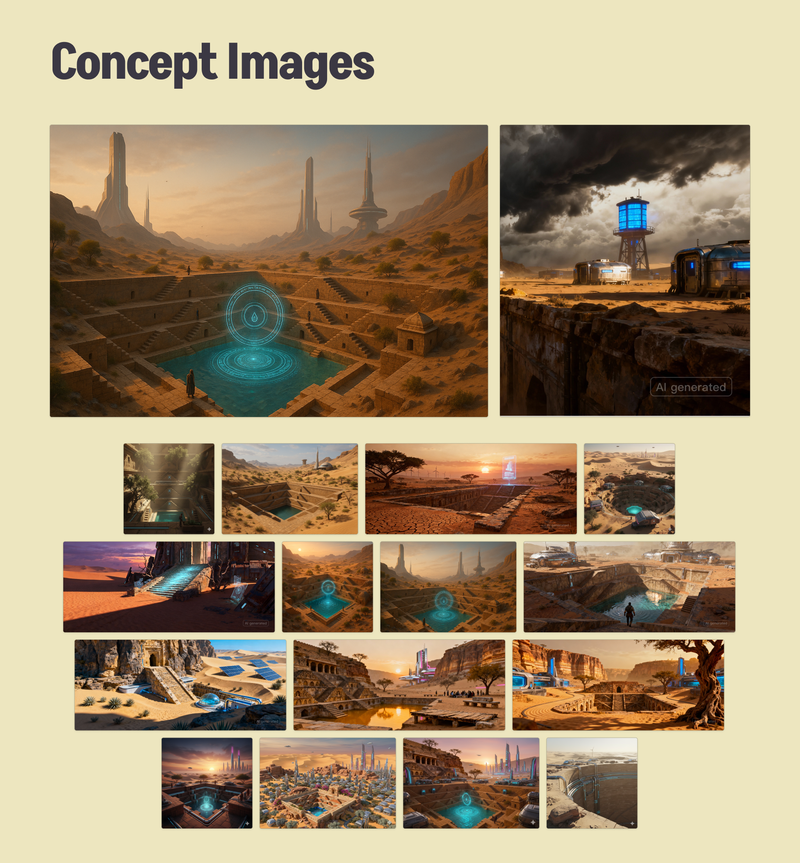 AI generated concept images for the project The Last Stepwell - An environment designed in Unreal Engine.