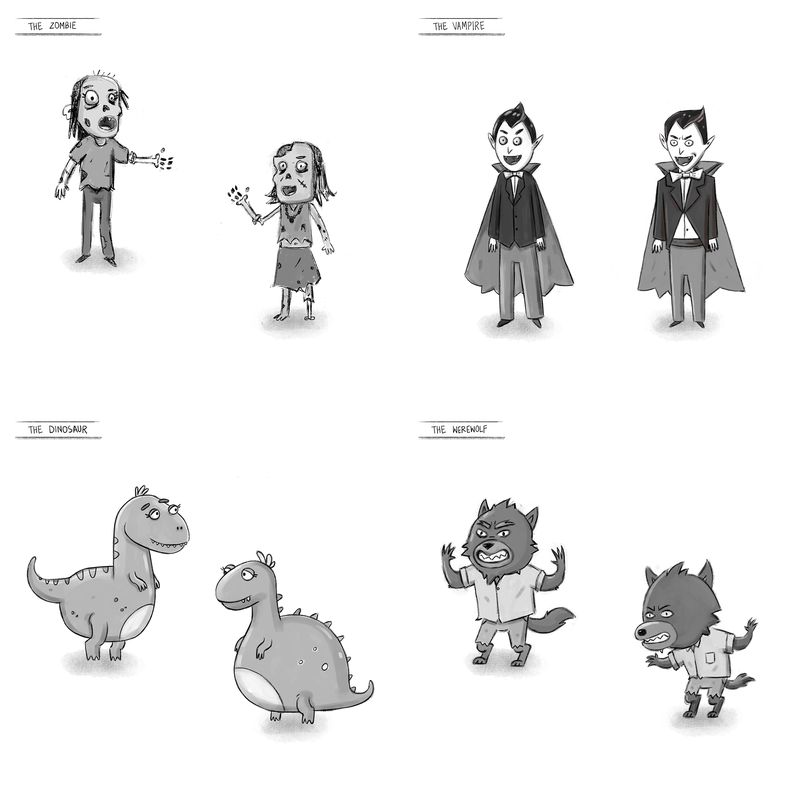 Character designs from the book 'The Haunted Centre'