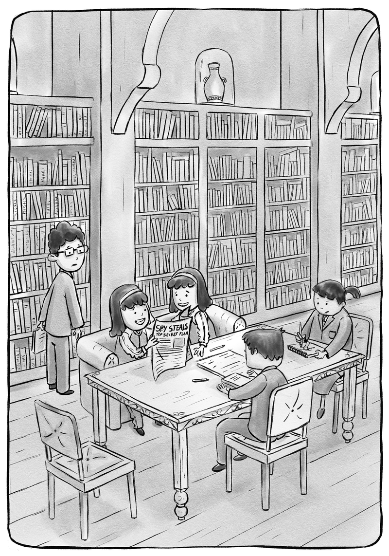 An illustration from book 1, 'The Invisible Spy'.