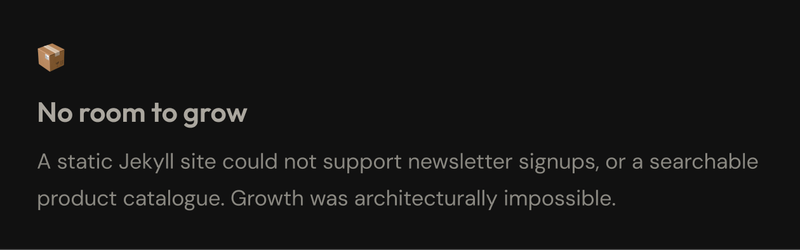 user paint point - no room to grow